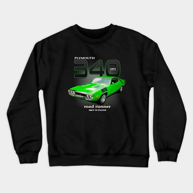 Plymouth 1972 Road Runner Crewneck Sweatshirt by hardtbonez